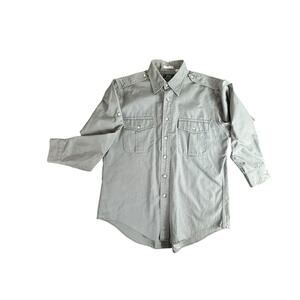 Vintage Willis & Geiger Outfitter Size L Button Shirt Safari Khaki Single Needle